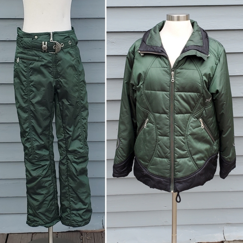 Vintage 90s y2k Sportalm Kitzbuhel Green Ski Pants‎ and Winter Snowboard Jacket